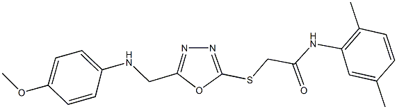 N-(2,5-dimethylphenyl)-2-{[5-({[4-(methyloxy)phenyl]amino}methyl)-1,3,4-oxadiazol-2-yl]sulfanyl}acetamide 结构式