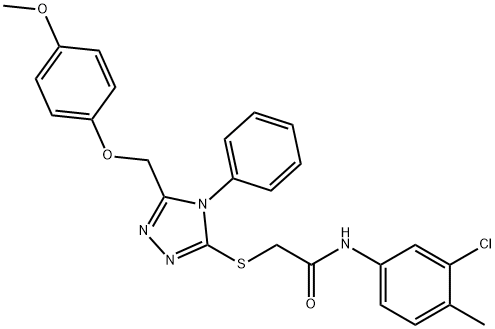 N-(3-chloro-4-methylphenyl)-2-({5-[(4-methoxyphenoxy)methyl]-4-phenyl-4H-1,2,4-triazol-3-yl}sulfanyl)acetamide 结构式