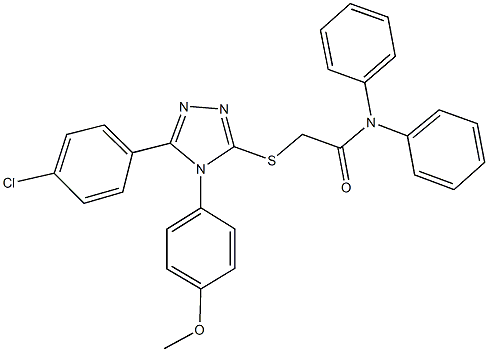 2-{[5-(4-chlorophenyl)-4-(4-methoxyphenyl)-4H-1,2,4-triazol-3-yl]sulfanyl}-N,N-diphenylacetamide 结构式