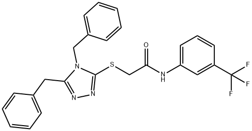 2-[(4,5-dibenzyl-4H-1,2,4-triazol-3-yl)sulfanyl]-N-[3-(trifluoromethyl)phenyl]acetamide 结构式