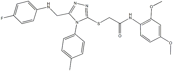N-(2,4-dimethoxyphenyl)-2-{[5-[(4-fluoroanilino)methyl]-4-(4-methylphenyl)-4H-1,2,4-triazol-3-yl]sulfanyl}acetamide 结构式