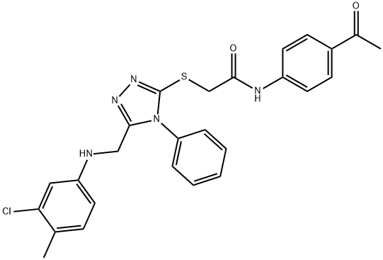 N-(4-acetylphenyl)-2-({5-[(3-chloro-4-methylanilino)methyl]-4-phenyl-4H-1,2,4-triazol-3-yl}sulfanyl)acetamide 结构式