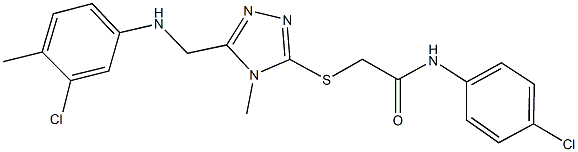 2-[(5-{[(3-chloro-4-methylphenyl)amino]methyl}-4-methyl-4H-1,2,4-triazol-3-yl)sulfanyl]-N-(4-chlorophenyl)acetamide 结构式