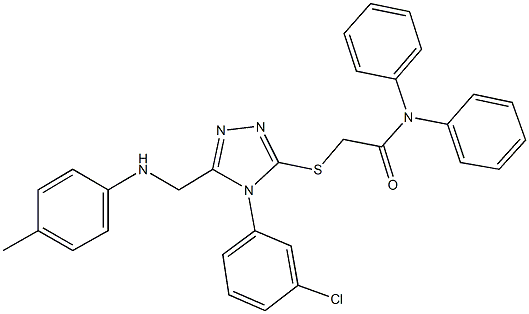 2-{[4-(3-chlorophenyl)-5-(4-toluidinomethyl)-4H-1,2,4-triazol-3-yl]sulfanyl}-N,N-diphenylacetamide 结构式