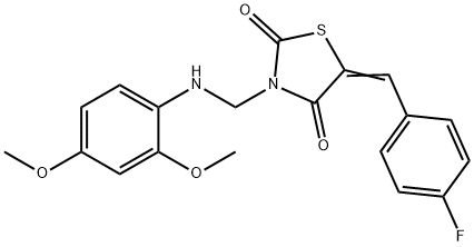 3-[(2,4-dimethoxyanilino)methyl]-5-(4-fluorobenzylidene)-1,3-thiazolidine-2,4-dione 结构式