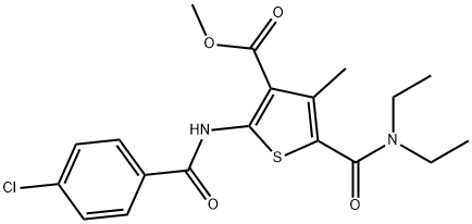 methyl 2-[(4-chlorobenzoyl)amino]-5-[(diethylamino)carbonyl]-4-methyl-3-thiophenecarboxylate 结构式