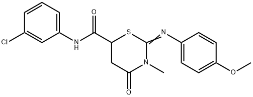 N-(3-chlorophenyl)-2-[(4-methoxyphenyl)imino]-3-methyl-4-oxo-1,3-thiazinane-6-carboxamide 结构式