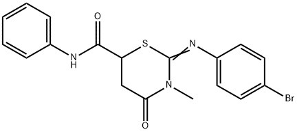 2-[(4-bromophenyl)imino]-3-methyl-4-oxo-N-phenyl-1,3-thiazinane-6-carboxamide 结构式