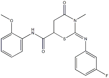 2-[(3-fluorophenyl)imino]-N-(2-methoxyphenyl)-3-methyl-4-oxo-1,3-thiazinane-6-carboxamide 结构式