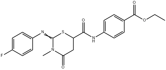 ethyl 4-[({2-[(4-fluorophenyl)imino]-3-methyl-4-oxo-1,3-thiazinan-6-yl}carbonyl)amino]benzoate 结构式