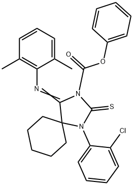 phenyl 1-(2-chlorophenyl)-4-[(2,6-dimethylphenyl)imino]-2-thioxo-1,3-diazaspiro[4.5]decane-3-carboxylate 结构式