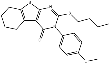 2-(butylsulfanyl)-3-(4-methoxyphenyl)-5,6,7,8-tetrahydro[1]benzothieno[2,3-d]pyrimidin-4(3H)-one 结构式
