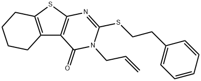 3-allyl-2-[(2-phenylethyl)sulfanyl]-5,6,7,8-tetrahydro[1]benzothieno[2,3-d]pyrimidin-4(3H)-one 结构式