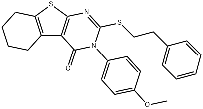 3-(4-methoxyphenyl)-2-[(2-phenylethyl)sulfanyl]-5,6,7,8-tetrahydro[1]benzothieno[2,3-d]pyrimidin-4(3H)-one 结构式