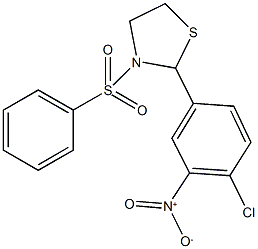 2-{4-chloro-3-nitrophenyl}-3-(phenylsulfonyl)-1,3-thiazolidine 结构式
