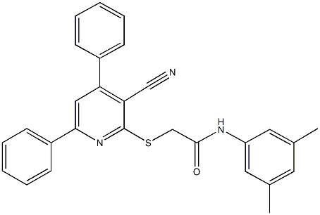 2-[(3-cyano-4,6-diphenyl-2-pyridinyl)sulfanyl]-N-(3,5-dimethylphenyl)acetamide 结构式