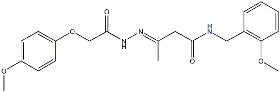 N-(2-methoxybenzyl)-3-{[(4-methoxyphenoxy)acetyl]hydrazono}butanamide 结构式