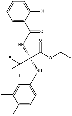 ethyl 2-[(2-chlorobenzoyl)amino]-2-(3,4-dimethylanilino)-3,3,3-trifluoropropanoate 结构式
