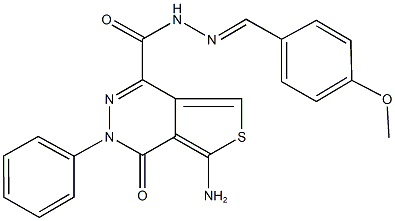 5-amino-N'-(4-methoxybenzylidene)-4-oxo-3-phenyl-3,4-dihydrothieno[3,4-d]pyridazine-1-carbohydrazide 结构式