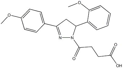 4-[5-(2-methoxyphenyl)-3-(4-methoxyphenyl)-4,5-dihydro-1H-pyrazol-1-yl]-4-oxobutanoic acid 结构式