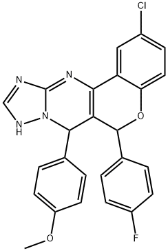 4-[2-chloro-6-(4-fluorophenyl)-7,12-dihydro-6H-chromeno[4,3-d][1,2,4]triazolo[1,5-a]pyrimidin-7-yl]phenyl methyl ether 结构式