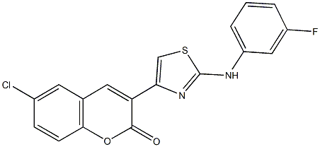 6-chloro-3-[2-(3-fluoroanilino)-1,3-thiazol-4-yl]-2H-chromen-2-one 结构式