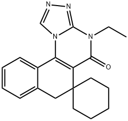 4-ethyl-5-oxo-4,5,6,7-tetrahydrospiro(benzo[h][1,2,4]triazolo[4,3-a]quinazoline-6,1'-cyclohexane) 结构式