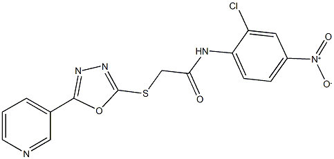 N-{2-chloro-4-nitrophenyl}-2-[(5-pyridin-3-yl-1,3,4-oxadiazol-2-yl)sulfanyl]acetamide 结构式