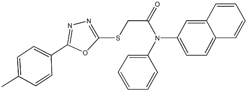 2-{[5-(4-methylphenyl)-1,3,4-oxadiazol-2-yl]sulfanyl}-N-(2-naphthyl)-N-phenylacetamide 结构式