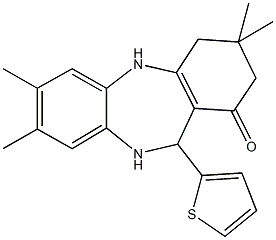 3,3,7,8-tetramethyl-11-thien-2-yl-2,3,4,5,10,11-hexahydro-1H-dibenzo[b,e][1,4]diazepin-1-one 结构式