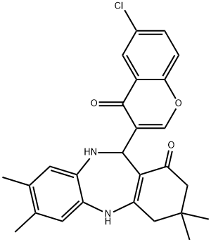 11-(6-chloro-4-oxo-4H-chromen-3-yl)-3,3,7,8-tetramethyl-2,3,4,5,10,11-hexahydro-1H-dibenzo[b,e][1,4]diazepin-1-one 结构式