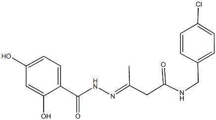 N-(4-chlorobenzyl)-3-[(2,4-dihydroxybenzoyl)hydrazono]butanamide 结构式