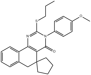 3-(4-methoxyphenyl)-2-(propylsulfanyl)-5,6-dihydrospiro(benzo[h]quinazoline-5,1'-cyclopentane)-4(3H)-one 结构式