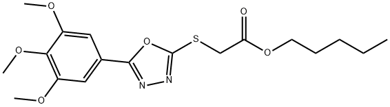 pentyl {[5-(3,4,5-trimethoxyphenyl)-1,3,4-oxadiazol-2-yl]sulfanyl}acetate 结构式