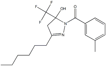 3-hexyl-1-[(3-methylphenyl)carbonyl]-5-(trifluoromethyl)-4,5-dihydro-1H-pyrazol-5-ol 结构式