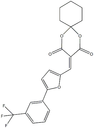 3-({5-[3-(trifluoromethyl)phenyl]-2-furyl}methylene)-1,5-dioxaspiro[5.5]undecane-2,4-dione 结构式