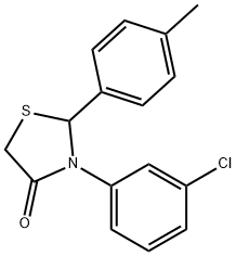3-(3-chlorophenyl)-2-(4-methylphenyl)-1,3-thiazolidin-4-one 结构式