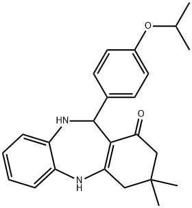 11-(4-isopropoxyphenyl)-3,3-dimethyl-2,3,4,5,10,11-hexahydro-1H-dibenzo[b,e][1,4]diazepin-1-one 结构式