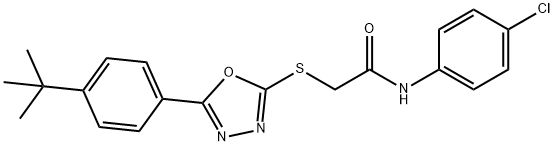 2-{[5-(4-tert-butylphenyl)-1,3,4-oxadiazol-2-yl]sulfanyl}-N-(4-chlorophenyl)acetamide 结构式