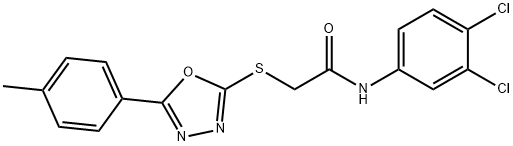 N-(3,4-dichlorophenyl)-2-{[5-(4-methylphenyl)-1,3,4-oxadiazol-2-yl]sulfanyl}acetamide 结构式