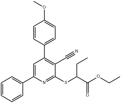ethyl 2-{[3-cyano-4-(4-methoxyphenyl)-6-phenyl-2-pyridinyl]sulfanyl}butanoate 结构式
