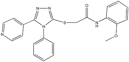 N-(2-methoxyphenyl)-2-{[4-phenyl-5-(4-pyridinyl)-4H-1,2,4-triazol-3-yl]sulfanyl}acetamide 结构式