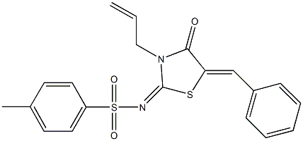 N-(3-allyl-5-benzylidene-4-oxo-1,3-thiazolidin-2-ylidene)-4-methylbenzenesulfonamide 结构式