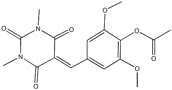 4-[(1,3-dimethyl-2,4,6-trioxotetrahydro-5(2H)-pyrimidinylidene)methyl]-2,6-dimethoxyphenyl acetate 结构式