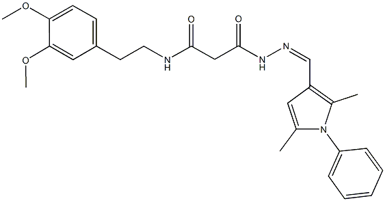N-[2-(3,4-dimethoxyphenyl)ethyl]-3-{2-[(2,5-dimethyl-1-phenyl-1H-pyrrol-3-yl)methylene]hydrazino}-3-oxopropanamide 结构式