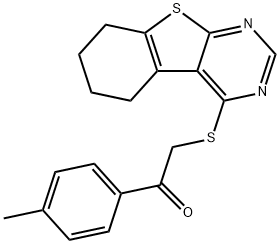 1-(4-methylphenyl)-2-(5,6,7,8-tetrahydro[1]benzothieno[2,3-d]pyrimidin-4-ylsulfanyl)ethanone 结构式