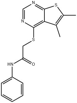 2-[(5,6-dimethylthieno[2,3-d]pyrimidin-4-yl)sulfanyl]-N-phenylacetamide 结构式