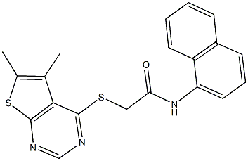 2-[(5,6-dimethylthieno[2,3-d]pyrimidin-4-yl)sulfanyl]-N-naphthalen-1-ylacetamide 结构式