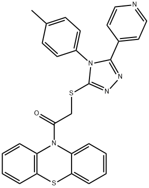 4-(4-methylphenyl)-5-(4-pyridinyl)-4H-1,2,4-triazol-3-yl 2-oxo-2-(10H-phenothiazin-10-yl)ethyl sulfide 结构式