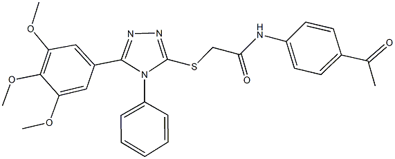 N-(4-acetylphenyl)-2-{[4-phenyl-5-(3,4,5-trimethoxyphenyl)-4H-1,2,4-triazol-3-yl]sulfanyl}acetamide 结构式